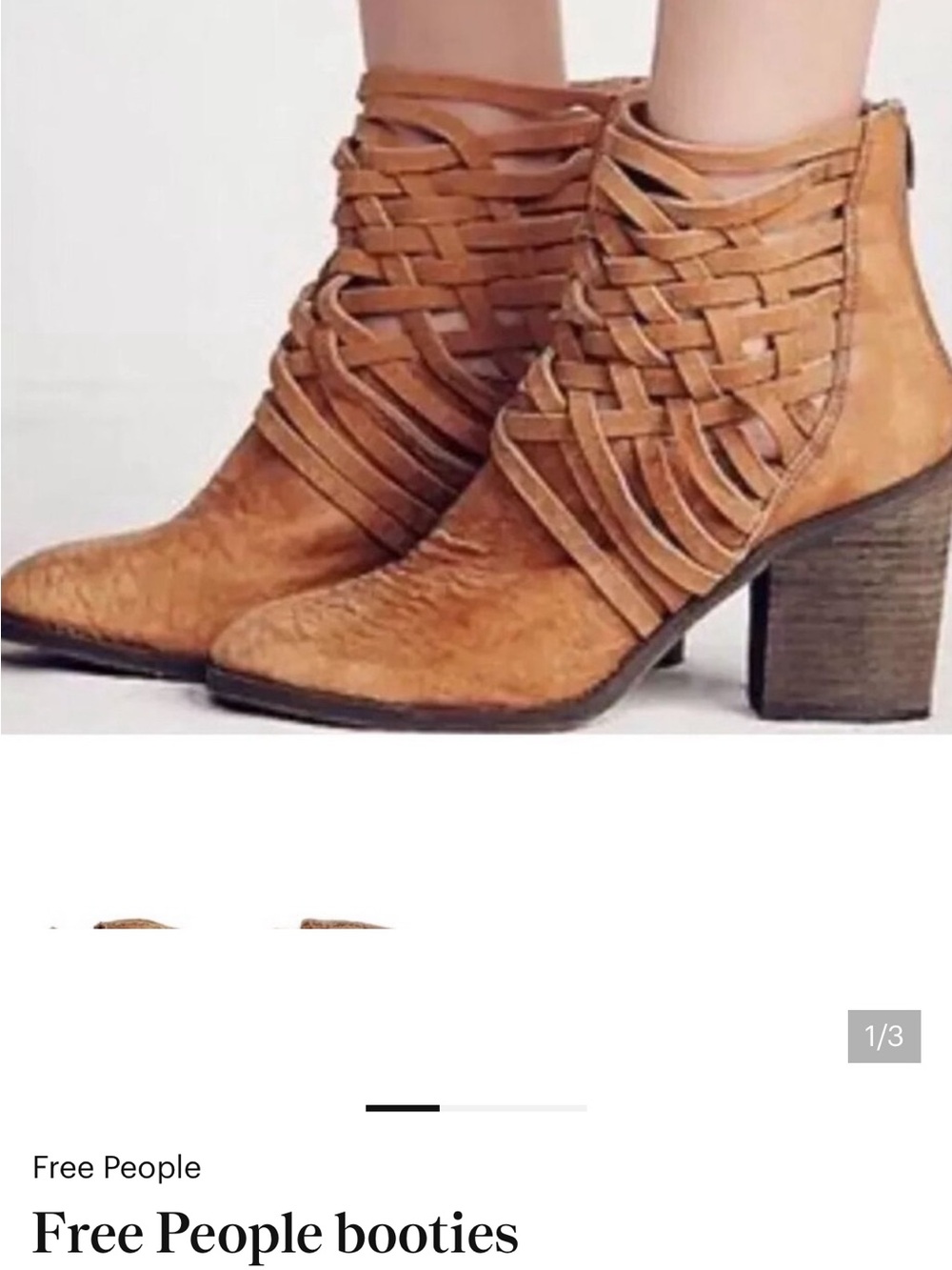 Free People Woven Strap Tan Block Heel Ankle Boots